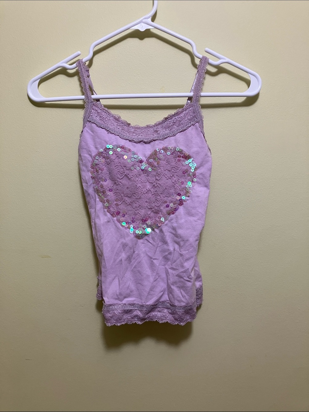 Justice Lavender Lace Cami with Sequined Heart